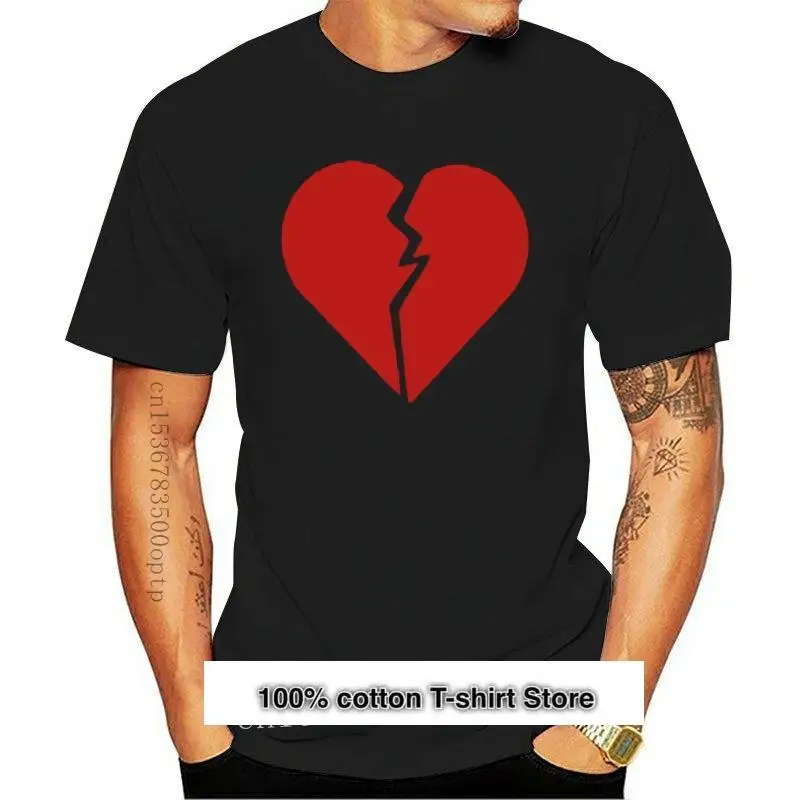 Camiseta informal de manga corta para hombre, camiseta fresca de moda con corazón roto, nueva . ' - ' . 0