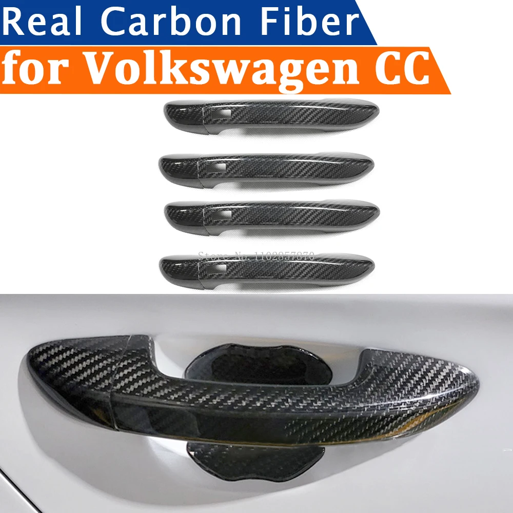 Volkswagen CC 2008-2016 için Araba Aksesuarları Gerçek Karbon Fiber Kapı kulp kılıfı Çerçeve Sticker Dış Trim Bodykit . ' - ' . 0