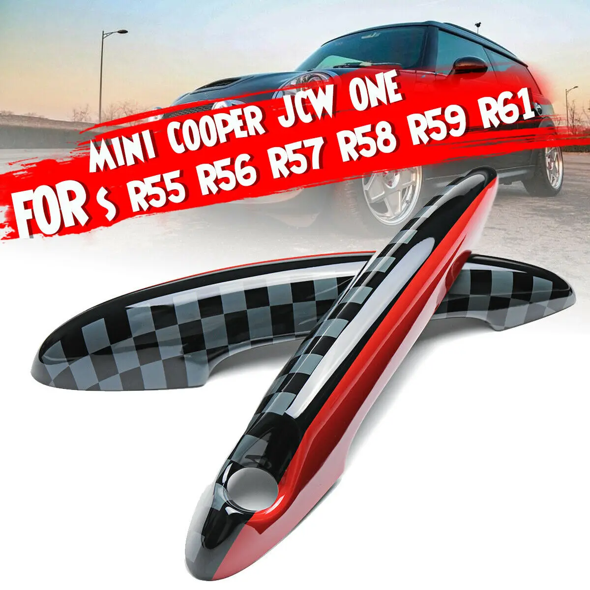 2 x Kapı kulp kılıfı Kapağı ABS Mını Cooper JCW için BİR S R55 R56 R57 R58 R59 R61 . ' - ' . 1