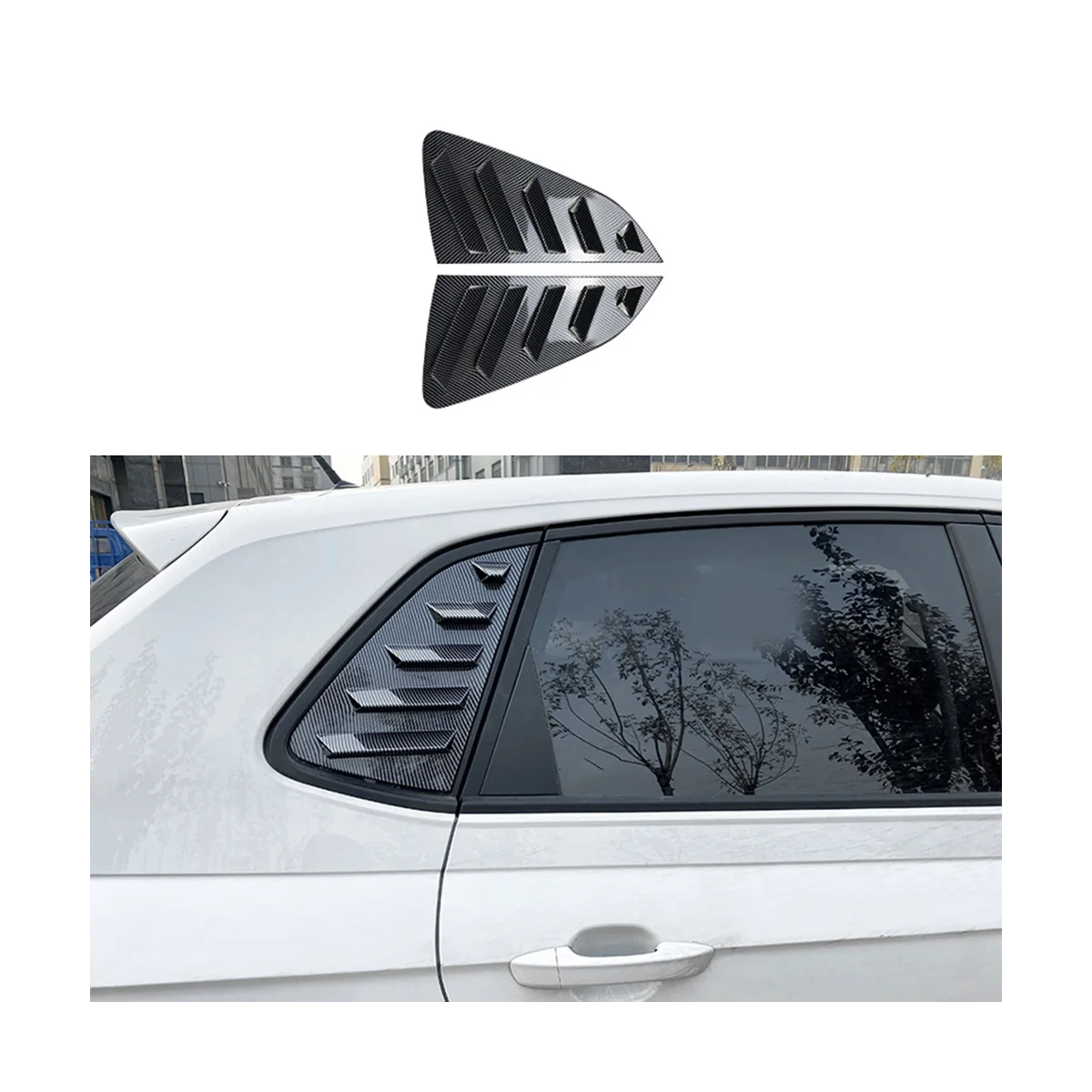 Araba Karbon Fiber Desen Arka Pencere Panjur Panjur Kapağı Trim Volkswagen Polo için Mk6 Polo 2018-2023 . ' - ' . 1