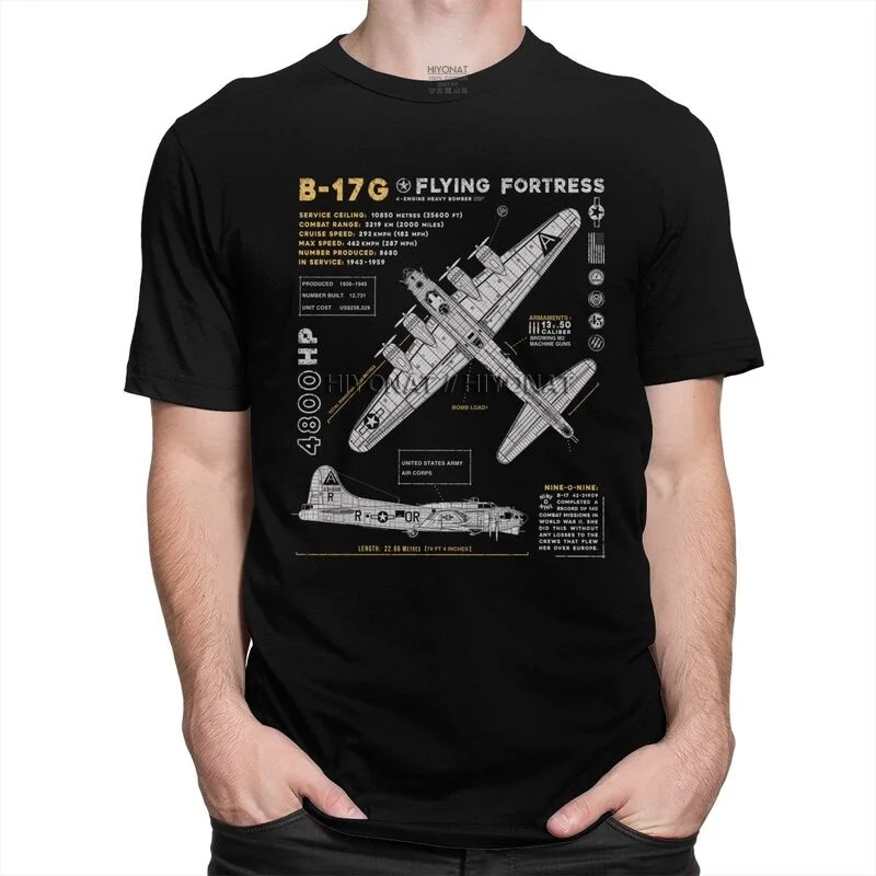 B-17 Uçan Kale Spitfire T Shirt Erkek Kısa Kollu Pamuklu Tişört Savaş Uçağı Tee WW2 Savaş Pilot Uçak Uçak T-shirt . ' - ' . 1