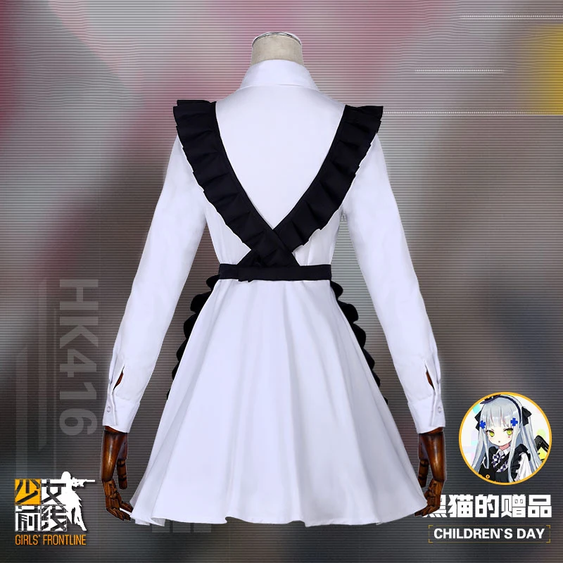 Oyun Kızlar Frontline HK416 Lolita Elbise Kıyafet Cosplay Kostüm Siyah Kedi Önlük Elbise Kadınlar için Cadılar Bayramı Kostümleri Peruk şapkalar . ' - ' . 1