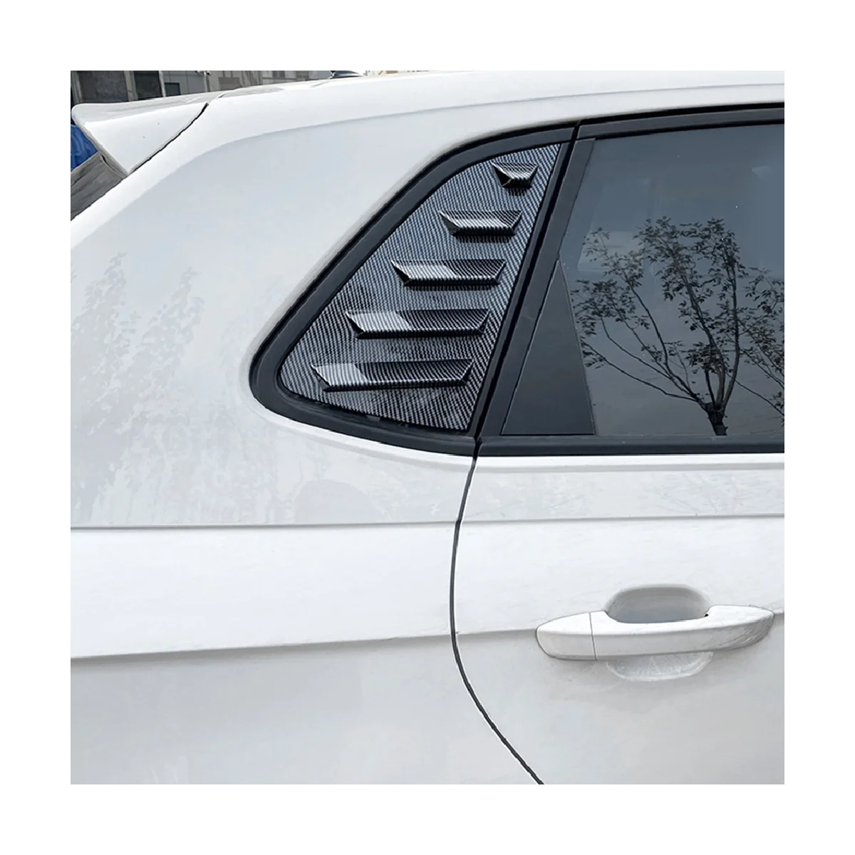 Araba Karbon Fiber Desen Arka Pencere Panjur Panjur Kapağı Trim Volkswagen Polo için Mk6 Polo 2018-2023 . ' - ' . 2