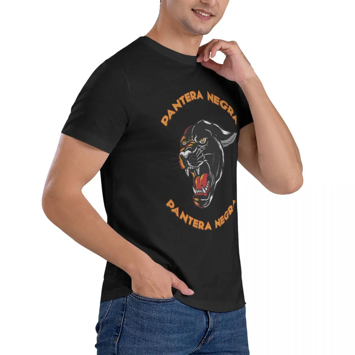 Dövme Retro Tarzı T-Shirt Erkekler Pantera Komik Saf Pamuk Tee Gömlek Ekip Boyun Kısa Kollu T Shirt Klasik Giysiler . ' - ' . 2
