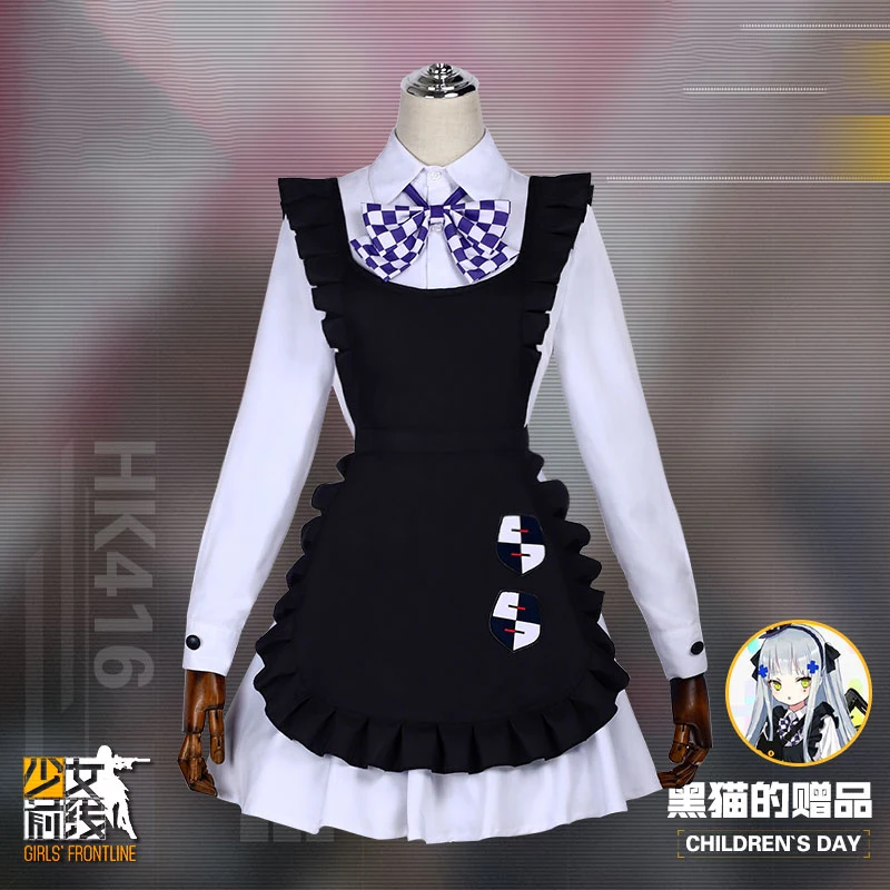 Oyun Kızlar Frontline HK416 Lolita Elbise Kıyafet Cosplay Kostüm Siyah Kedi Önlük Elbise Kadınlar için Cadılar Bayramı Kostümleri Peruk şapkalar . ' - ' . 2