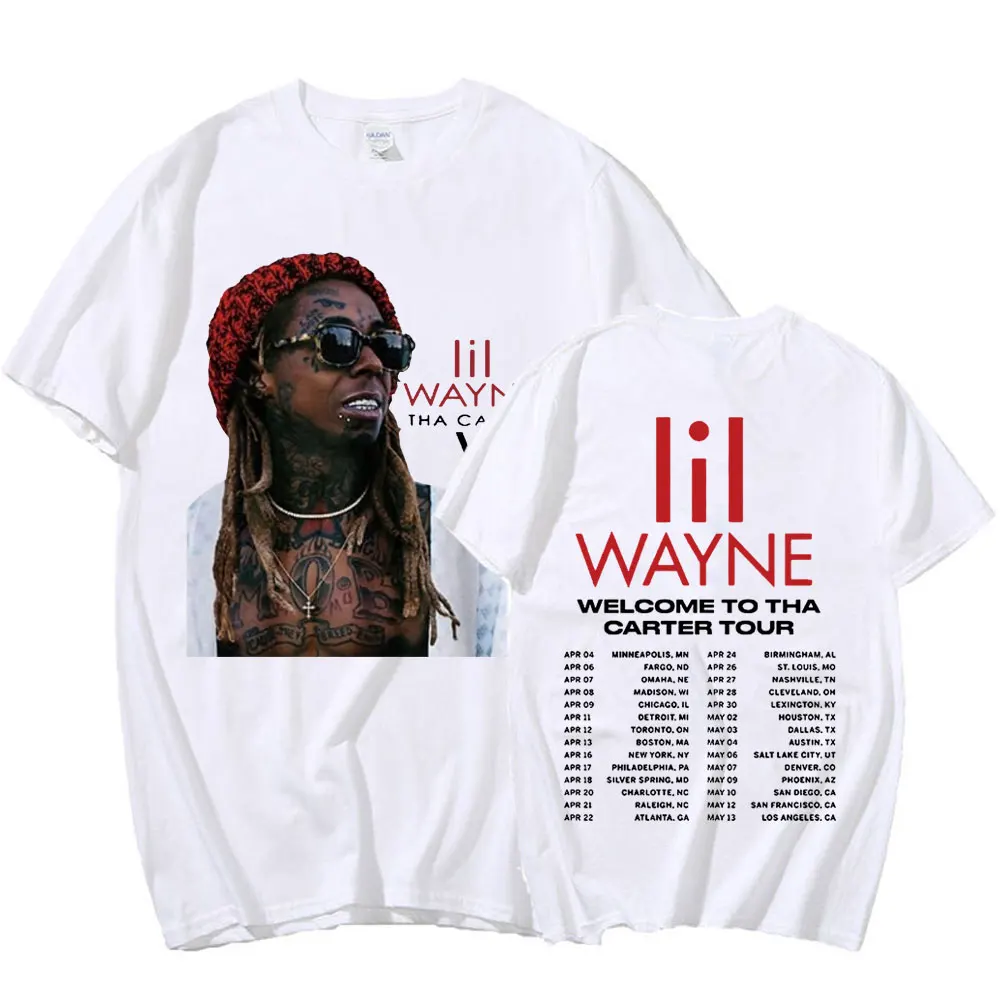 Rapçi Lil Wayne Hoş Geldiniz Tha Carter 2023 Tur Konseri T Shirt Erkek kadın Vintage Hip Hop T-shirt Gotik Büyük Boy T-shirt . ' - ' . 2
