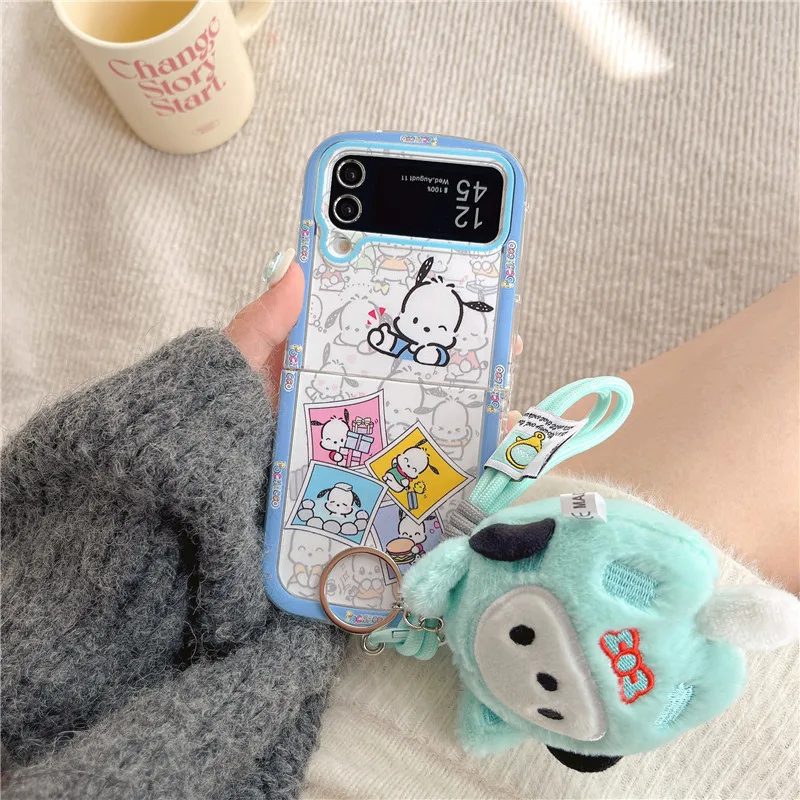 Kawaii Sanrioed Pochacco telefon kılıfı Karikatür Samsung Kız Galaxy Zflip3/4 / 5 cep telefonu Koruyucu Kılıf Anti-sonbahar doğum günü hediyesi . ' - ' . 3
