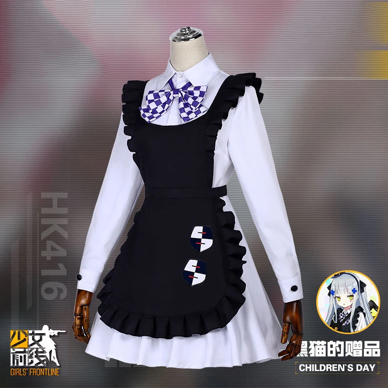 Oyun Kızlar Frontline HK416 Lolita Elbise Kıyafet Cosplay Kostüm Siyah Kedi Önlük Elbise Kadınlar için Cadılar Bayramı Kostümleri Peruk şapkalar . ' - ' . 3