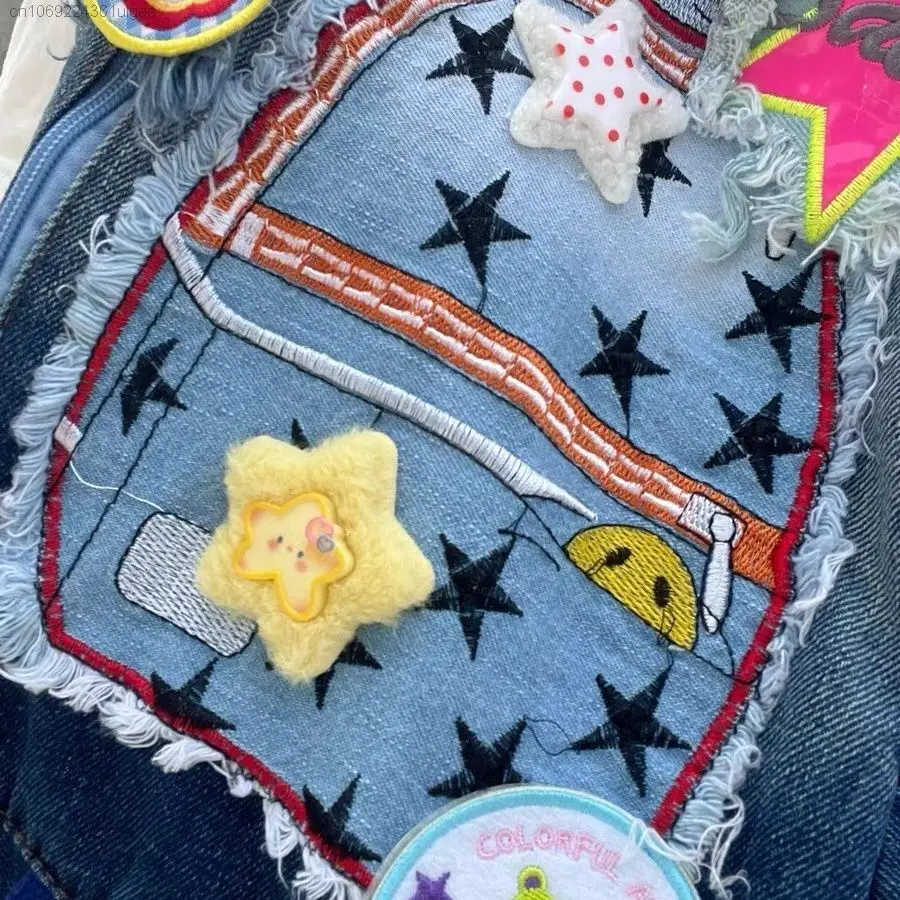 Sanrio Helllo Kitty Y2k Yıldız Sırt Çantaları Kore Trend Denim omuz çantaları Kız Karikatür Lüks Okul Çantası Kadın Vintage moda çantalar . ' - ' . 3