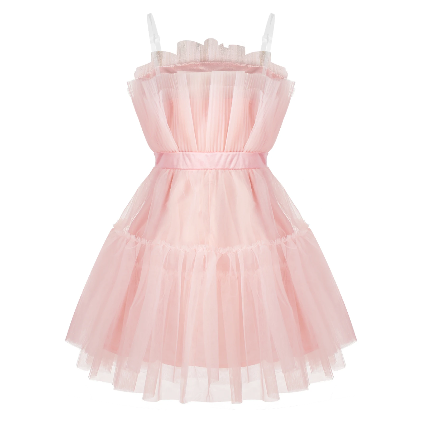Choomomo Bayan Saf Straplez Prenses Kısa Elbiseler Çok Katmanlı Örgü Yüksek Bel Hattı Parti Elbise İlmek ile Doğum Günü için . ' - ' . 4