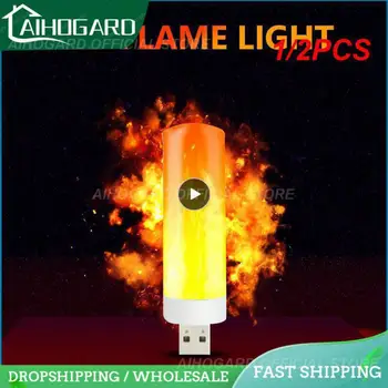 1/2 ADET gece Lambası USB alev ışığı mum ışığı LED alev ışığı USB atmosfer ışığı USB Fiş lambası açık kapalı