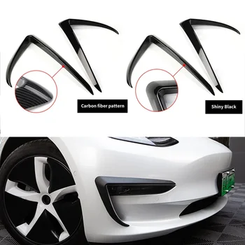 17-19 Tesla Modeli 3 Araba Ön Bıçak Trim İşık Kaş Rüzgar Bıçak ABS Tampon Modifiye Aksesuarları Kapak Sticker