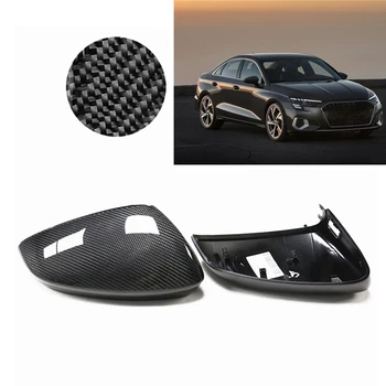 2 ADET Karbon Fiber Dikiz Aynası Kapağı Araba Yedek Shell Kılıf Kapaklar Klip Lane Assist İle Audi İçin A3 2021+