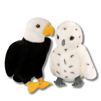 25/35 cm Simülasyon Kuş Kartal Baykuş peluş oyuncak Siyah Ve Beyaz Kartal Beyaz Benekli Baykuş peluş oyuncak Dekore Odası Hediye İçin erkek