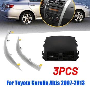 Araba Merkezi Dash A / C Hava Delikleri Çıkış ızgara paneli + Krom Trim Şerit Araba Aksesuarları Plastik Toyota Corolla Altis 2007-2013
