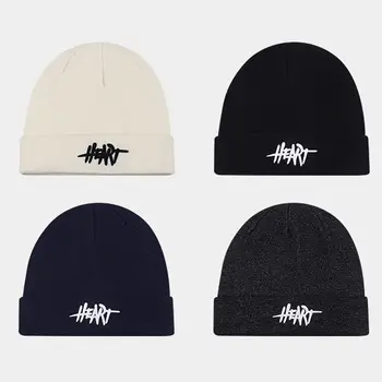 Artı Kadife Polar Sıcak Şapka Moda Y2k Hip Hop Manşet Örgü Bere Kış Sıcak Ins Örgü Kap Şapka Erkekler Kadınlar