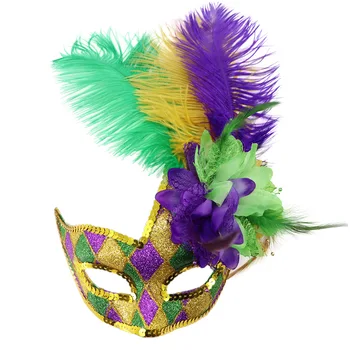 Aziz Patrick Günü Tema Parti Maskesi ile Tüy, Parti İrlandalı Festivali Serisi Atmosfer Parti Dekorasyon DIY Dekor Yarım Yüz Maskesi