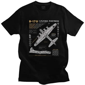 B-17 Uçan Kale Spitfire T Shirt Erkek Kısa Kollu Pamuklu Tişört Savaş Uçağı Tee WW2 Savaş Pilot Uçak Uçak T-shirt