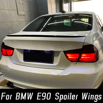 BMW 3 Serisi için E90 320i 325i 330i M3 Stil ABS Siyah Karbon Arka Bagaj Kapağı Ducktail Spoiler Kanatları Dış Aksesuarları Tuning