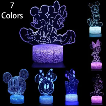 Disney Mickey Minnie Karikatür 3D masa lambası USB Stereo LED Gece Lambası Değişimi Renkli Dokunmatik Gece Lambası doğum günü hediyesi Çocuklar İçin