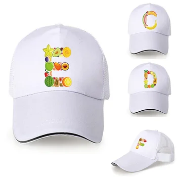 Erkekler Kadınlar Yaz beyzbol şapkası Çabuk Kuruyan Şapkalar Nefes Spor Beyaz Renk Snapback Şapka Kemik beyzbol şapkası Meyve Mektubu Baskı
