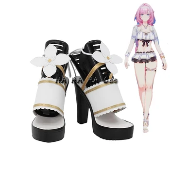 Honkai Darbe 3 Yıldız Raylı Elysia Oyunu Cosplay Ayakkabı Botları Elysia Cadılar Bayramı Kadınlar Yüksek Topuklu Ayakkabılar Cosplay Aksesuar Ismarlama