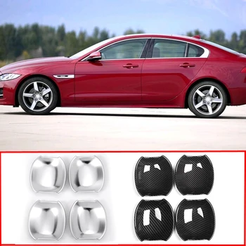 Karbon Fiber Stil + Krom Gümüş Araba Dış Kapı Kolu kase kapağı Trim için Jaguar XE X760 XF X260 2016 2017 2018 Aksesuarları