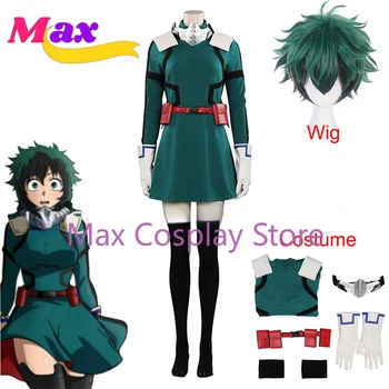 Max Anime My Hero Academia Midoriya Izuku Cosplay Kostüm Kadın Elbise Kıyafetler Cadılar Bayramı Karnaval Parti Peruk Çorap Özel Takım Elbise