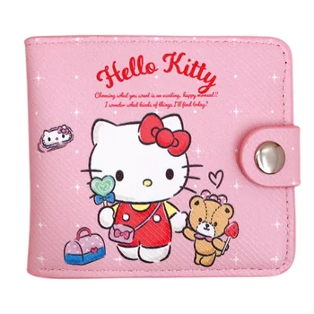 Moda Sanrio Çanta Kadın Y2k Hello Kitty My Melody Kuromi Pochacco Anime Karikatür PU Çanta Katlanır Düğme Cüzdan doğum günü hediyesi