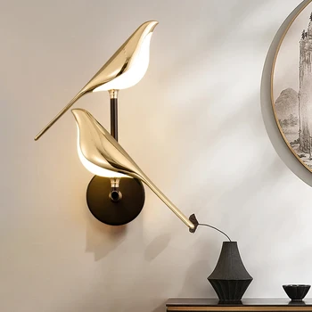Modern sadelik led duvar lambası saksağan kuş modeli ışık aplik ışık iç mekan aydınlatması ev mutfak başucu yatak odası oturma odası