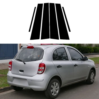 Nissan Micra İçin Fit K13 2011 2012 2013 2014 2015 Parlak Siyah Kapı Pencere Pillar Mesajları ayar kapağı Sticker Dış Çıkartması