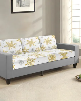 Noel Altın Kar Tanesi Doku kanepe klozet kapağı Oturma Odası için Elastik kanepe yastığı Kapak Mobilya Koruyucu Ev için