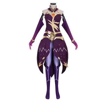 Oyun LOL Luxanna Crownguard Cosplay Kostüm Lady Parlaklık Cosplay Kostüm Kadın Büyücü Sihirli Elbise Takım Elbise L321