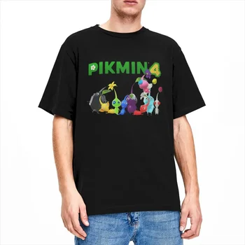 Pikmin 4 T Shirt Aksesuarları Erkek kadın Saf Pamuk Casual Ekip Boyun Kawaii Pikmin Tee Gömlek Kısa Kollu Tops Klasik
