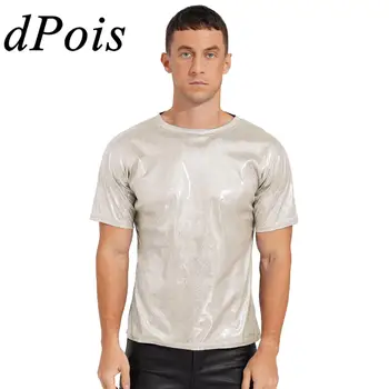 T-shirt Erkek moda üst giyim Parlak kısa kollu tişört Rahat Köpüklü Yuvarlak Boyun Performans Rave Parti Clubwear erkek Tişörtleri
