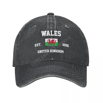 Unisex Yetişkin Galler Birleşik Krallık Galce Bayrağı Kömür Yıkanmış Denim beyzbol şapkası Erkekler Klasik Vintage Pamuk Baba şoför şapkası
