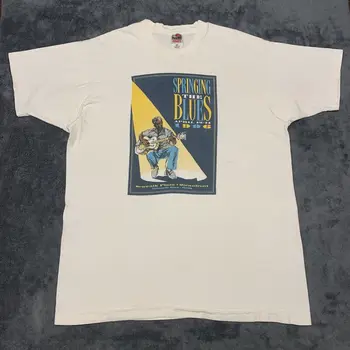 Vintage 1996 Blues T-Shirt Sz XL nadir müzik Festivali sanat Tee Caz yaylı