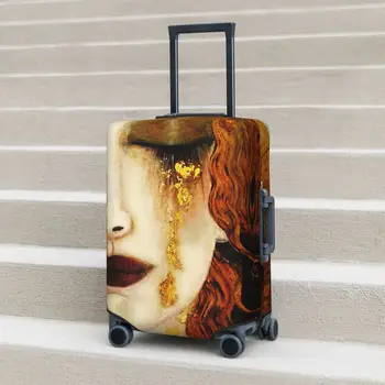 Yağlıboya Gözyaşları Öpücük bavul kılıfı Van Gogh Klimt Vintage Altın Faydalı Cruise Gezisi Koruma Bagaj Malzemeleri Tatil