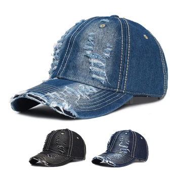Yeni Denim Kap Yüksek Kaliteli Delik beyzbol şapkası Eğlence pamuklu kasket Erkekler Ve Kadınlar İçin Açık Spor Streetwear Şapka Kap
