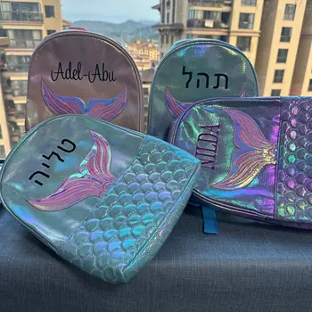Yeni Mermaid PU Sırt Çantası Özel Öğrenci okul çantası Büyük Kapasiteli kızın Sırt Çantası Kişiselleştirilmiş Adı doğum günü hediyesi Çanta