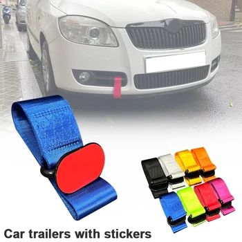 YENİ Naylon Otomatik Römork Halatları Çekme Kayışı Etiket Evrensel Araba Yarışı çekme halatı Tampon Römork Çekme Kayışı Dekoratif Sticker